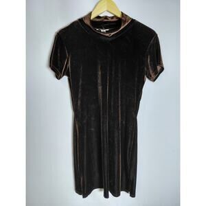Pretty Girl Velvet Dress Black Short Sleeve Women See Measurements